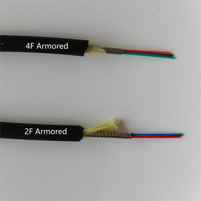 2 Cores 7.0mm Spiral Steel Armored Fiber Cable Tight Buffer Black LSZH  FTTH FTTA Rodent Resistant