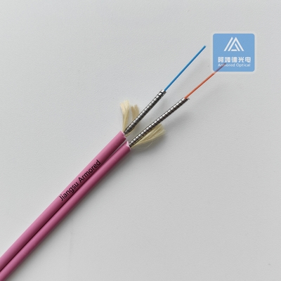 Duplex Om3 Armored Fiber Optic Cable Flat  Purple LSZH 3.0mm X2pcs
