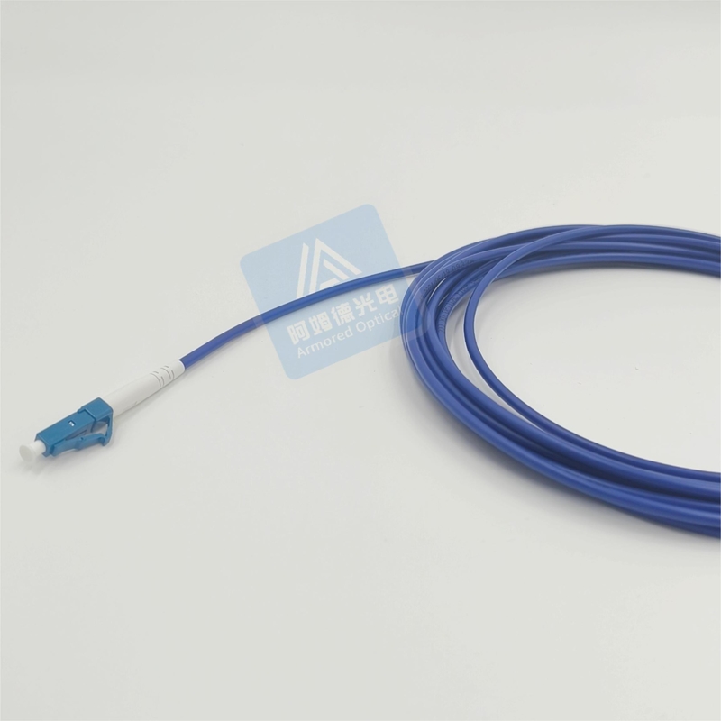 Simplex armored fibre optic cable 10m LC UPC 3.0mm Blue PVC Flame Resistant FTTH
