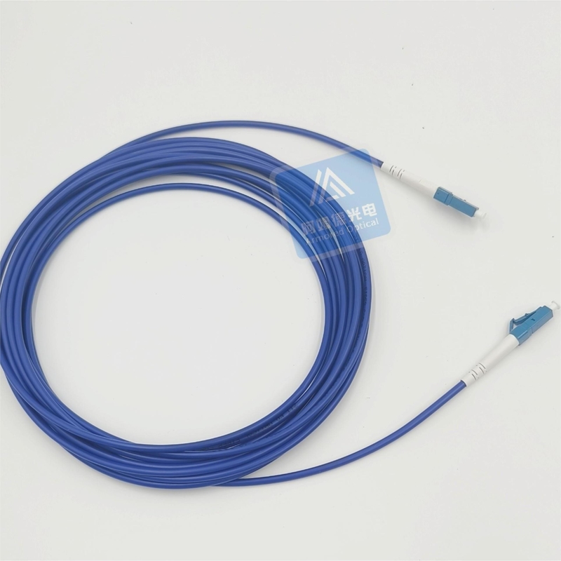 Simplex armored fibre optic cable 10m LC UPC 3.0mm Blue PVC Flame Resistant FTTH