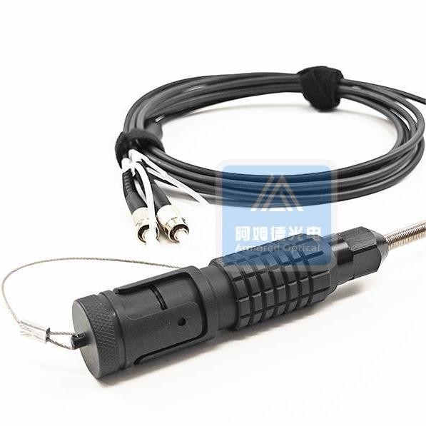 2 Core Armored Patch Cord Military Jumper Cables 5.0mm Black TPU Jacket Pro Beam FC