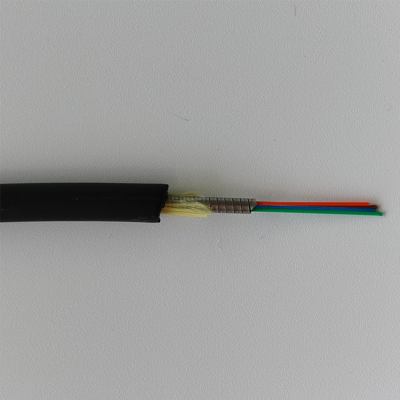 2 Cores 7.0mm Spiral Steel Armored Fiber Cable Tight Buffer Black LSZH  FTTH FTTA Rodent Resistant