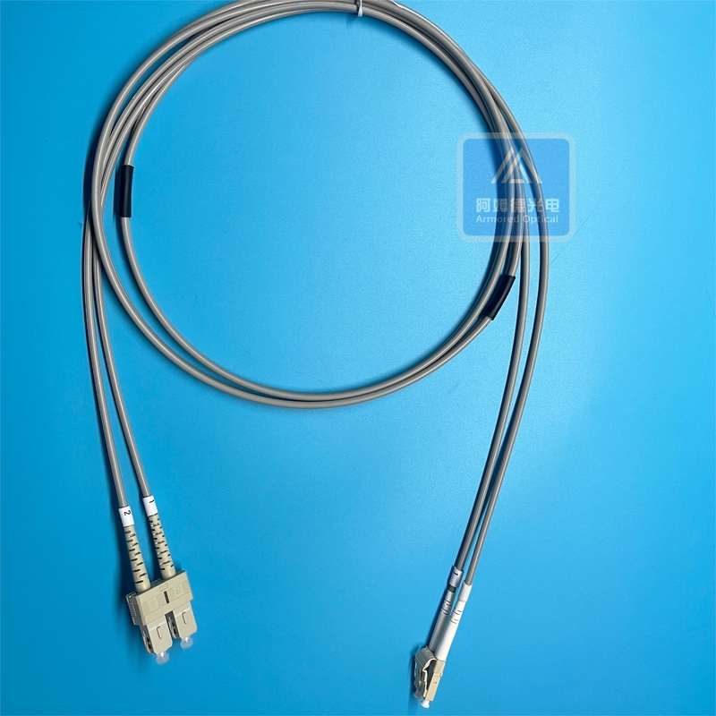Armored Duplex Fiber Optic Patch Cable 3m DLC DSC 2x3.0mm Grey LSZH FTTH Flat Cable