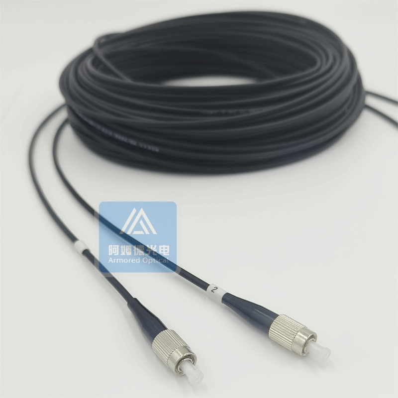 Duplex Armored Fc To Lc Fiber Patch Cord 40m  5mm Black LSZH  FTTH