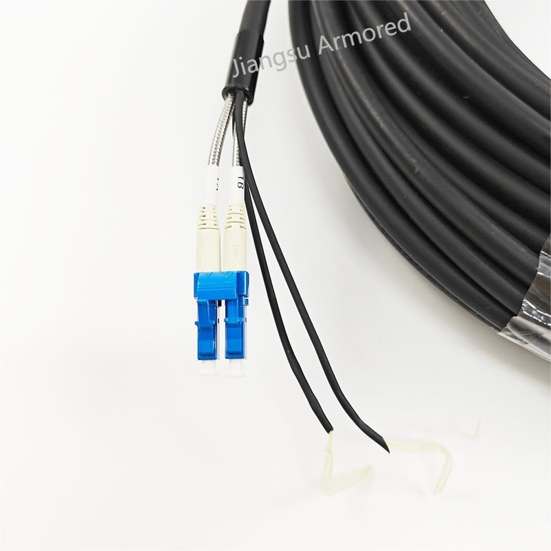 Duplex 7.0mm SM Armored CPRI Patch Cord With Pulling Eye FTTA Patch Cord Black LSZH
