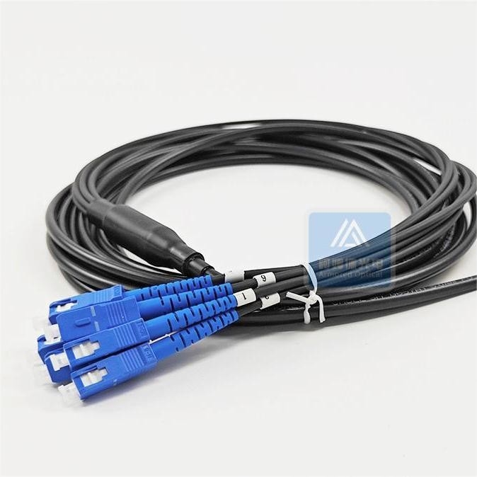 4F 5.0mm Single Mode Armored Fibre Optic Pigtail Cable SC UPC LSZH Micro Spiral