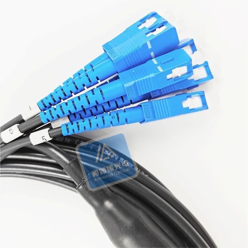 4F 5.0mm Single Mode Armored Fibre Optic Pigtail Cable SC UPC LSZH Micro Spiral