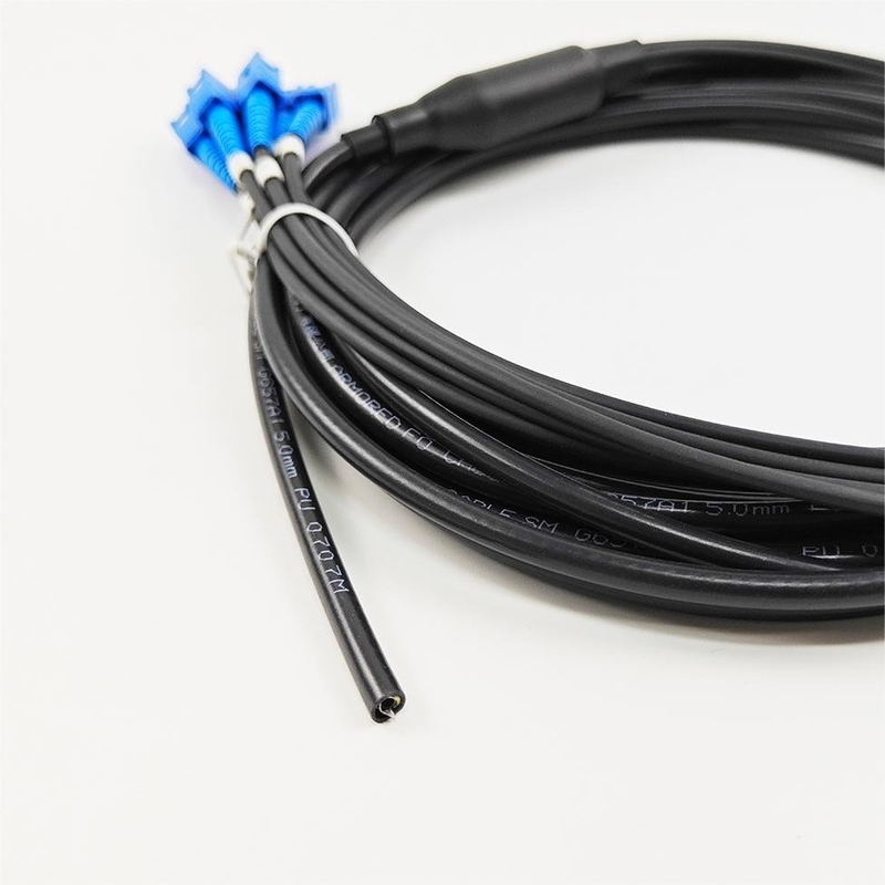 4F 5.0mm Single Mode Armored Fibre Optic Pigtail Cable SC UPC LSZH Micro Spiral