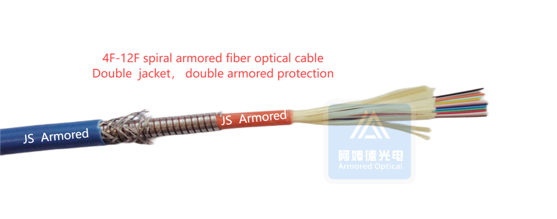 8 Cores Armored Fiber Cable 7.5mm SM Blue LSZH Double  Jacket FTTH Rodent Resistant