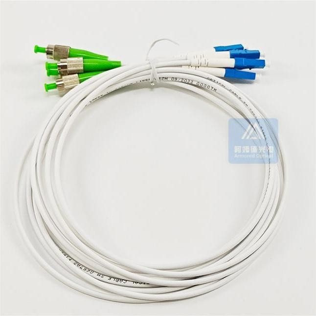 6 Core Armored Patch Cord 20m Fc Lc Patch Cord 5.0mm White  LSZH FTTH ODN