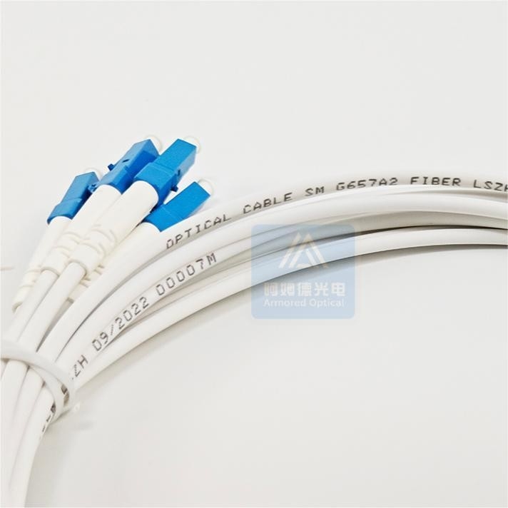 6 Core Armored Patch Cord 20m Fc Lc Patch Cord 5.0mm White  LSZH FTTH ODN