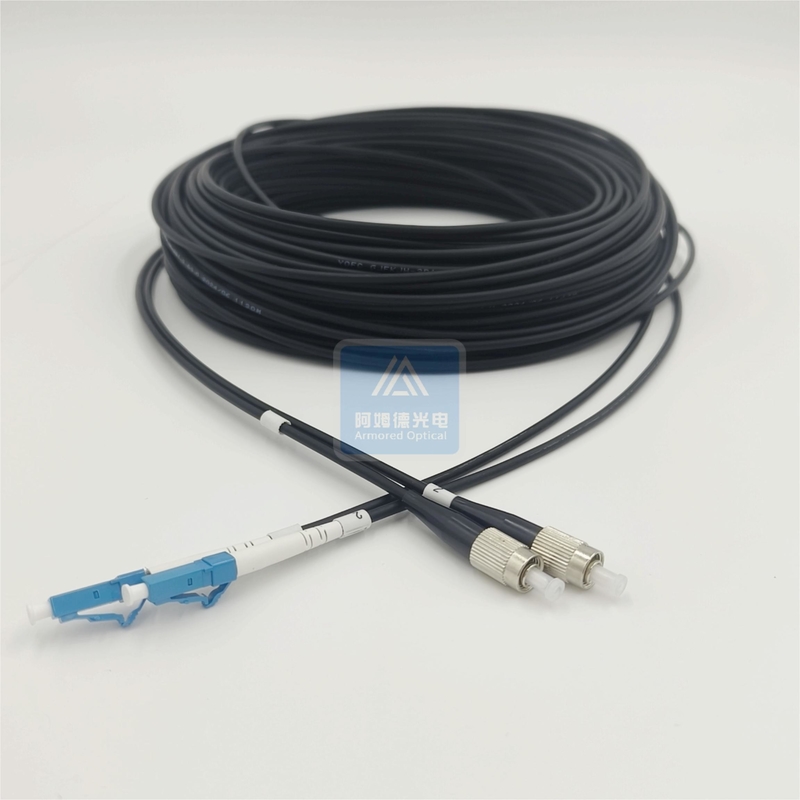 2 Core Armored Patch Cord 50m Black LSZH 5mm FTTH Fc To Lc Patch Cord