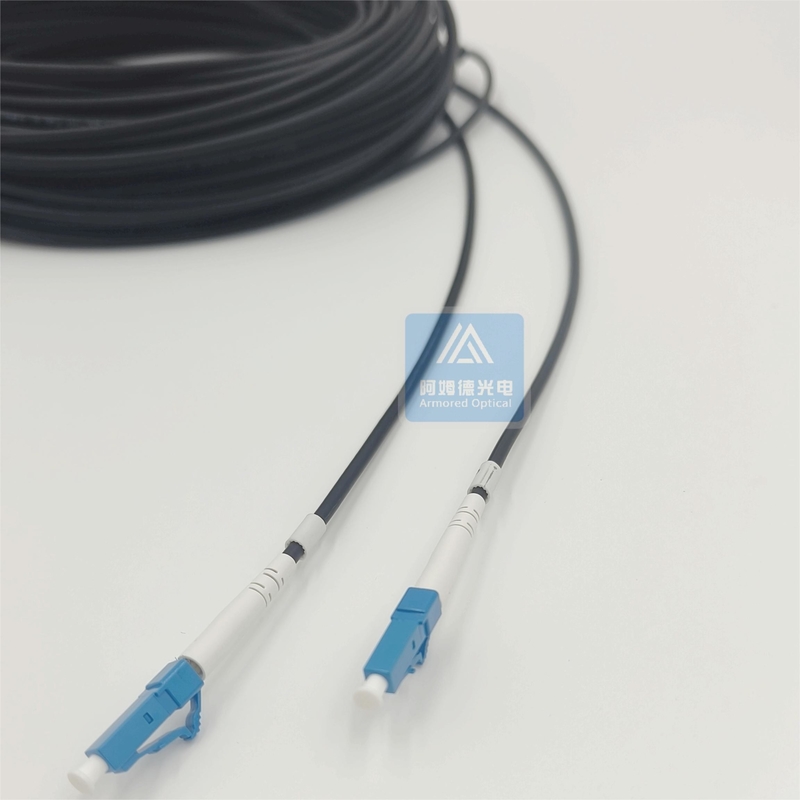 2 Core Armored Patch Cord 50m Black LSZH 5mm FTTH Fc To Lc Patch Cord