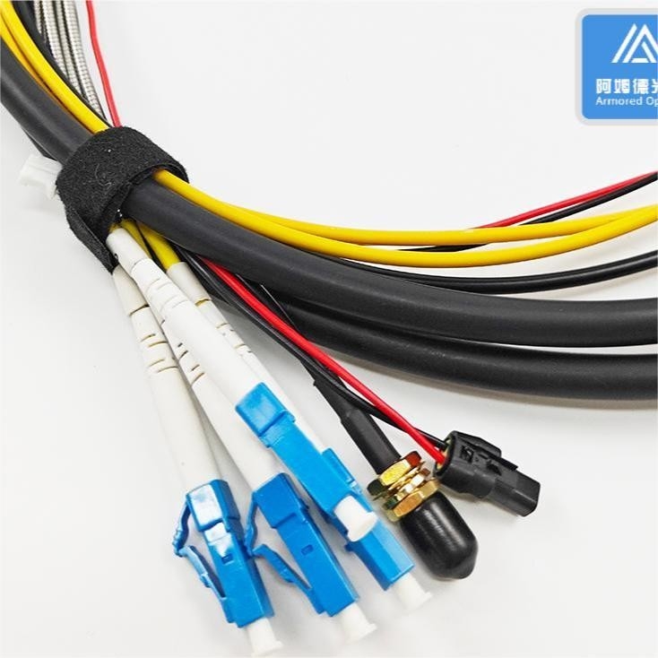 Optic Hybrid Cable Fiber And Power Cable 4 Cores SM G657A2 4pcs 0.17² 7.0mm Black LSZH