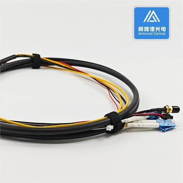 Optic Hybrid Cable Fiber And Power Cable 4 Cores SM G657A2 4pcs 0.17² 7.0mm Black LSZH