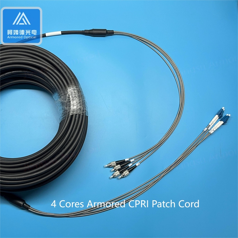 4 Core Single Mode Armored Fiber Jumpers FTTA 7.0mm Black LSZH  BBU RRU