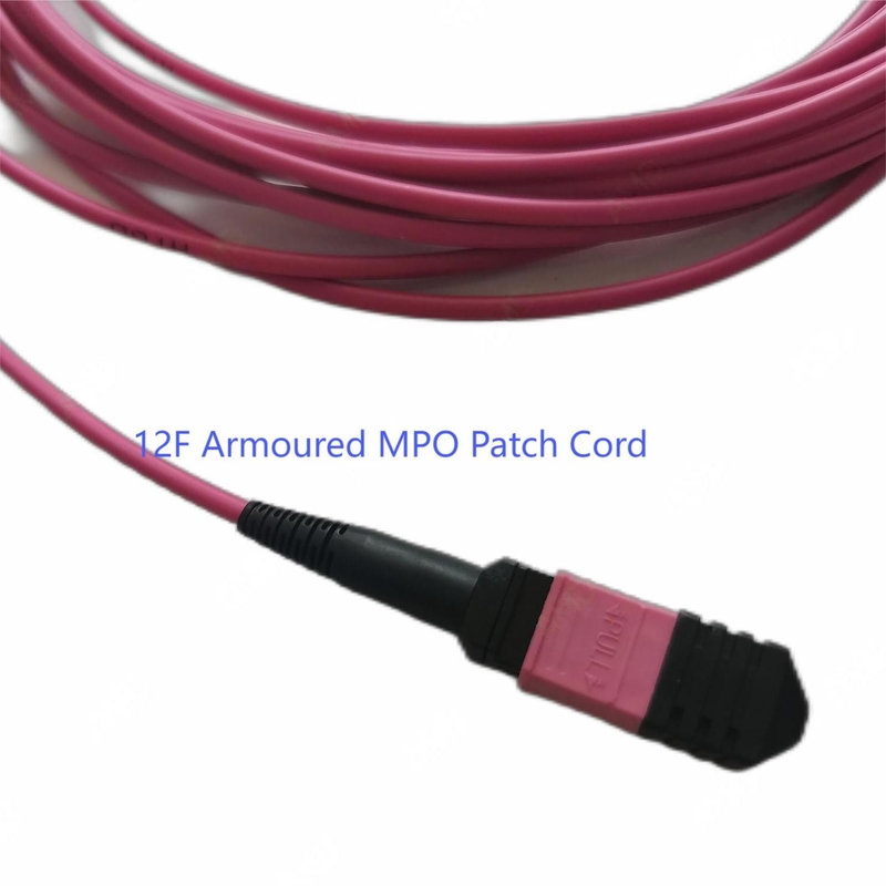 12F Armored MPO Patch Cord 5m 3.0mm LSZH 12 Core Fiber Optic Cable