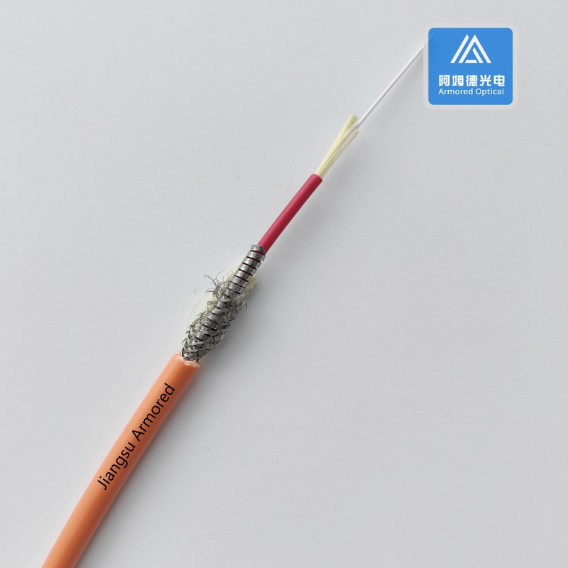 Simplex MM Armored Fiber Cable Micro Armored Fiber Cable Orange LSZH 6.5mm  FTTH Rodent Resistant