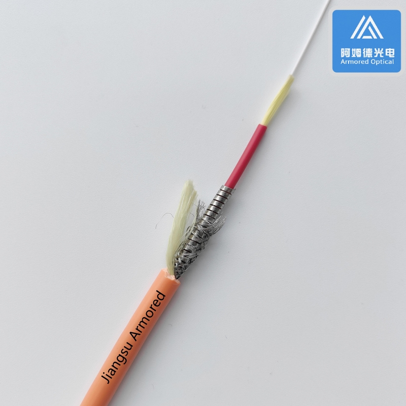 Simplex MM Armored Fiber Cable Micro Armored Fiber Cable Orange LSZH 6.5mm  FTTH Rodent Resistant