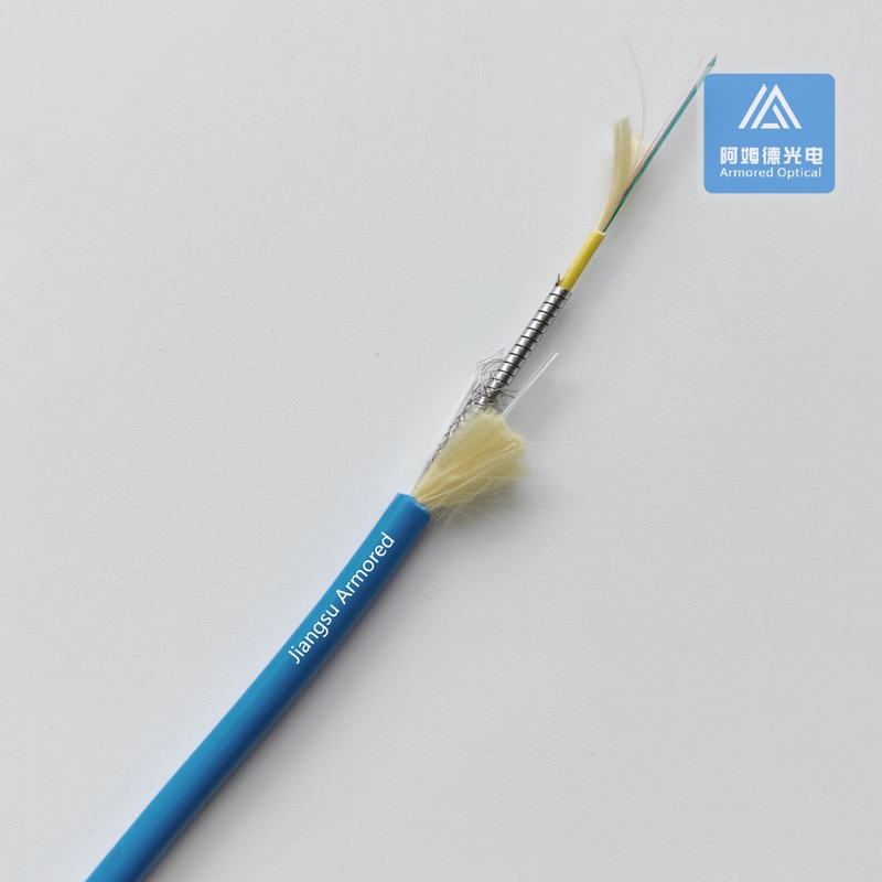 Micro Outdoor Armored Fiber Optic Cable 12 Core SM 5.0mm Blue