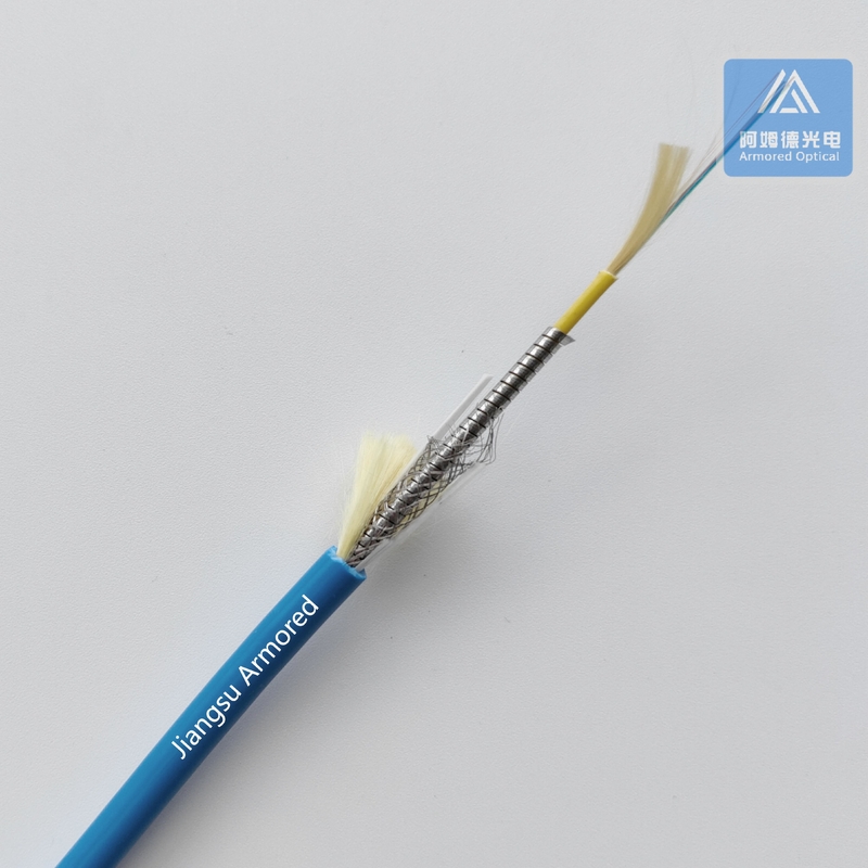 Micro Outdoor Armored Fiber Optic Cable 12 Core SM 5.0mm Blue