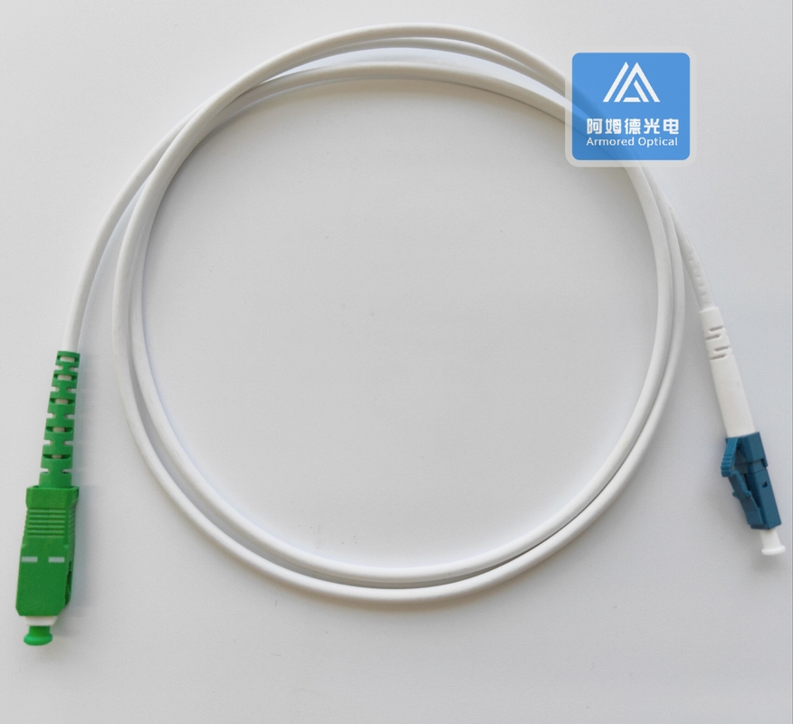 Simplex Armored Patch Cord 1m   LC Sc Apc Fiber Jumper 3.0mm White LSZH Dca