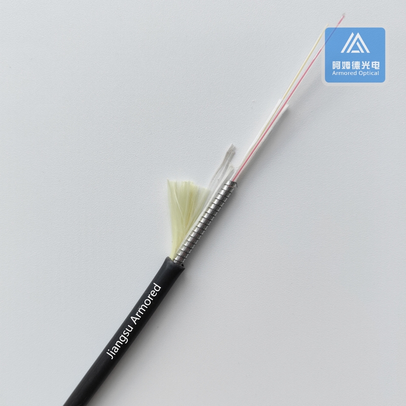 G657B3 2 Core FTTA Spiral Armored Fiber Cable Slitter 5.0mm LSZH Water Blocking