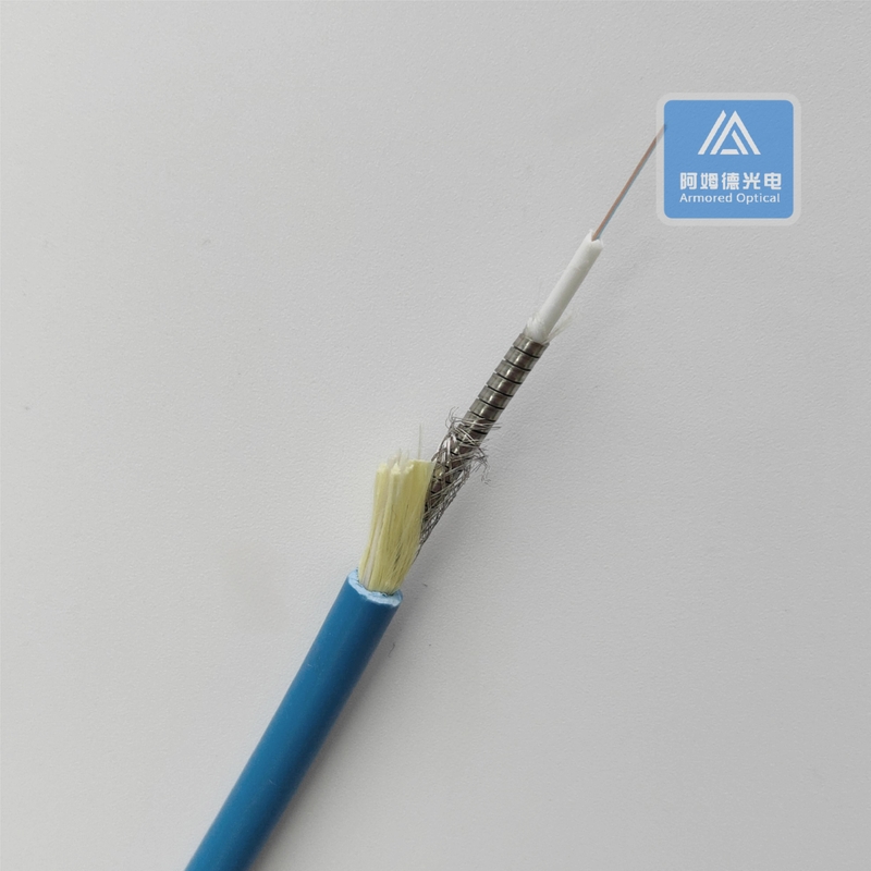 Duplex 5.0mm Armored Sensing Fiber Optic Cable Leak Detection Blue LSZH Mining Industry