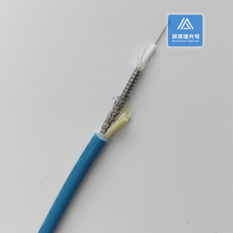 Duplex 5.0mm Armored Sensing Fiber Optic Cable Leak Detection Blue LSZH Mining Industry