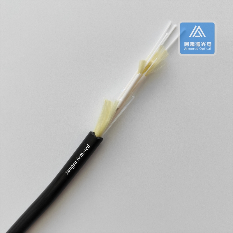 4 Core Indoor Fiber Optic Mini Breakout Cable G657A2 Black TPU 7.5mm