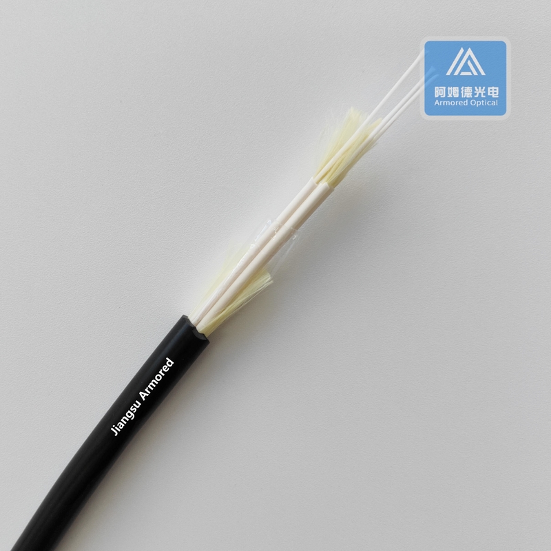 4 Core Indoor Fiber Optic Mini Breakout Cable G657A2 Black TPU 7.5mm