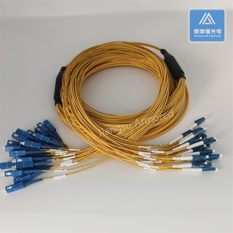 24 Cores Stainless Steel Armored Patch Cord SC-LC-10m Yellow LSZH 5.0mm FTTH Datacenter